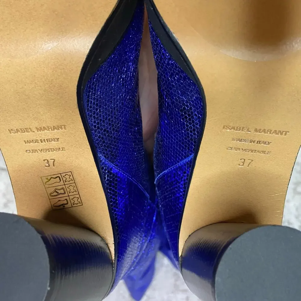 Isabel Marant Lurna Thigh High Boots in Blue Metallic